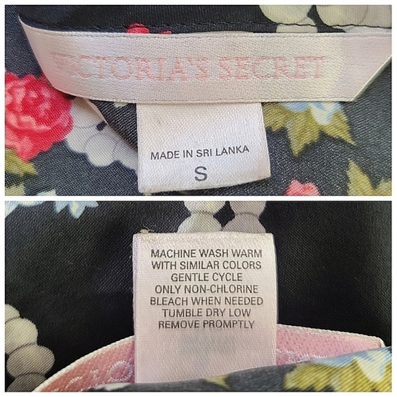 Victoria's Secret Chemise Shortie Black Lace Silky Floral Roses w Pearls… - Picture 11 of 15